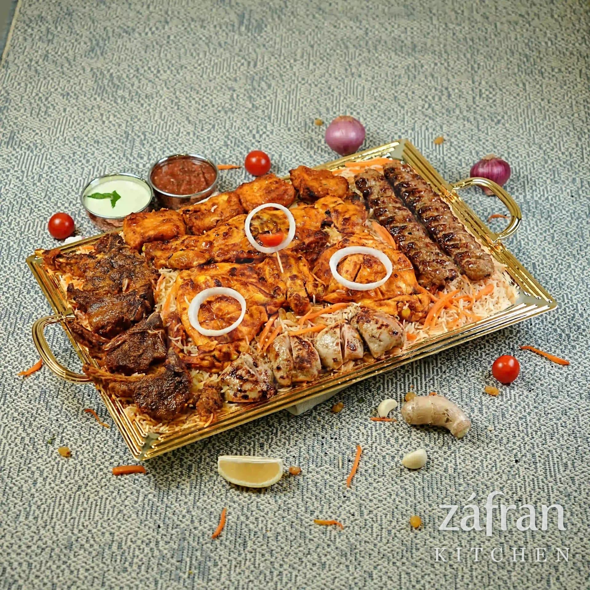 A special pulao platter boxed for delivery from Zafran Kitchen, Ajman Industrial Area 2