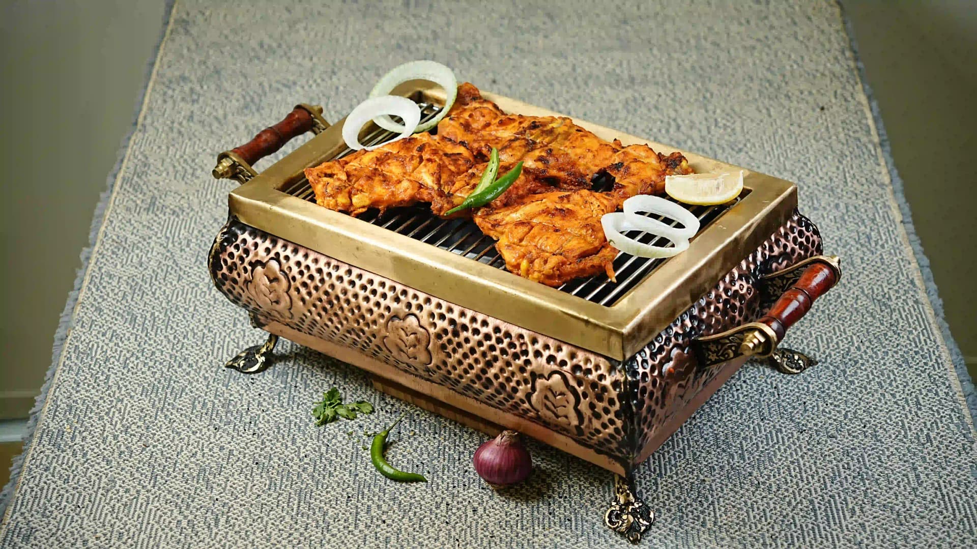 Whole chargha, a spiced steamed and fried chicken, at Zafran Kitchen Ajman